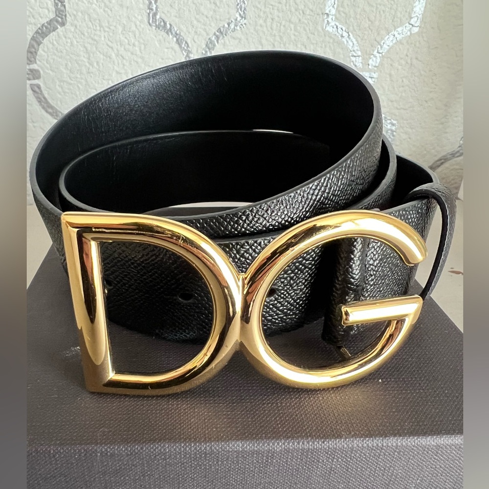 DG Logo Buckle Leather Belt